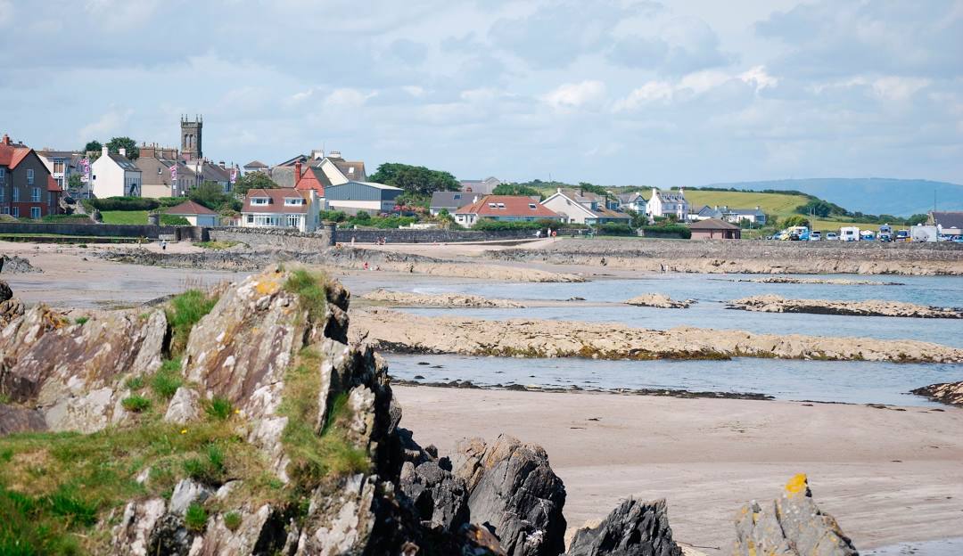 Groomsport shoreline, rocky foreshore and village houses